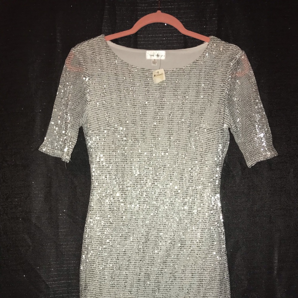 Honey and Rosie white/silver sequin dress size sm